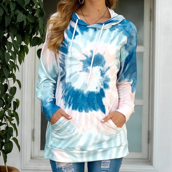 Tops - Navy Tie-Dye Swirl Hoodie - Size XXL